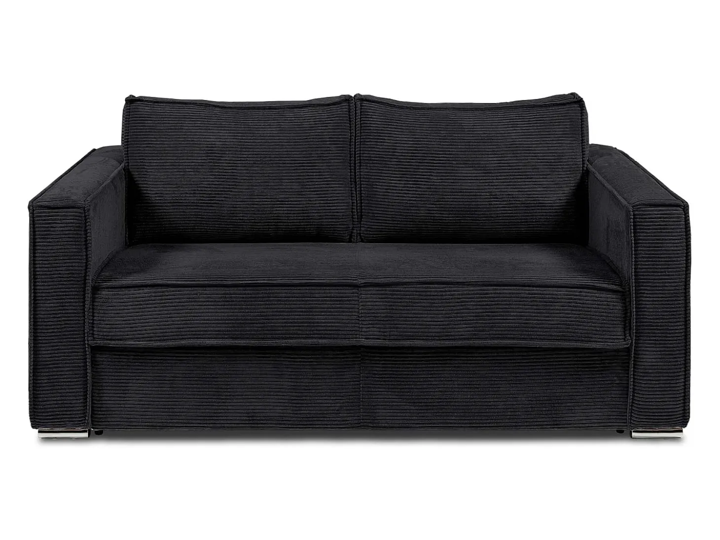 Sofá cama de 4 plazas exprés de pana negro lamas anchas - 18 cm - LORETO