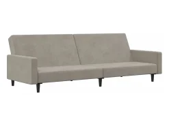 Sofá cama de 2 plazas terciopelo gris claro