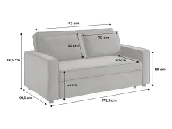Sofá cama de pana de 3 plazas beige