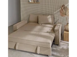 Sofá cama de pana de 3 plazas beige