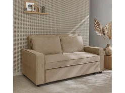 Sofá cama de pana de 3 plazas beige