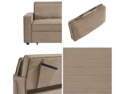 Sofá cama de pana de 3 plazas beige
