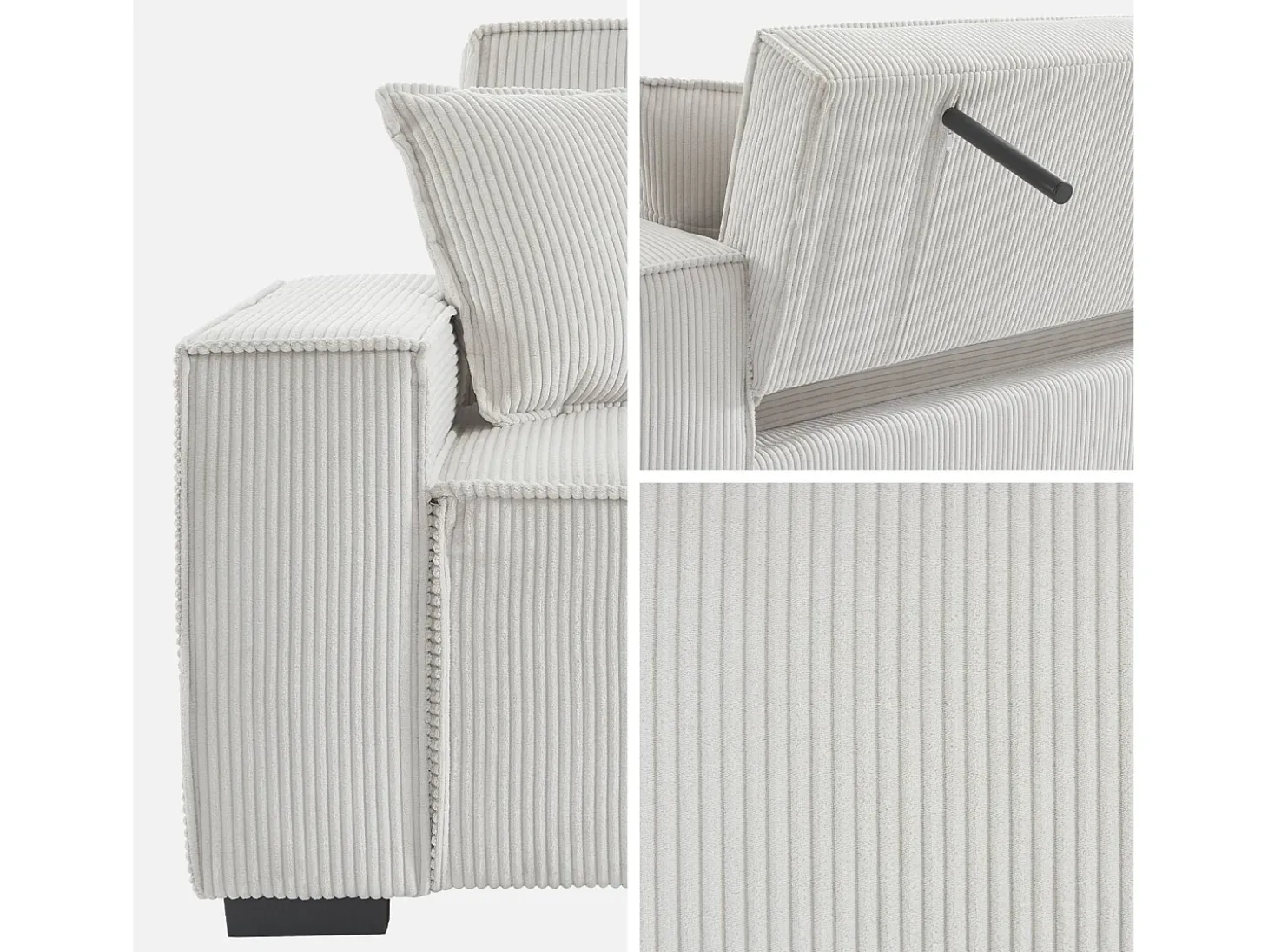 Sofá cama de pana de 3 plazas crema