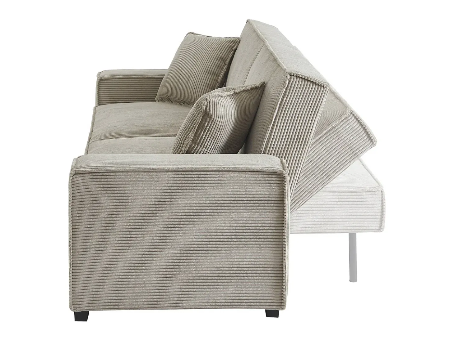 Sofá cama de pana de 3 plazas beige