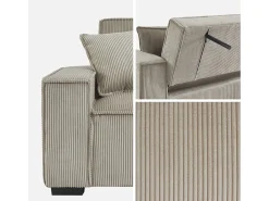 Sofá cama de pana de 3 plazas beige