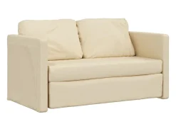 Sofá cama de suelo 2 en 1 tela crema 112x174x55 cm