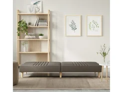 Sofá cama de tela gris taupe