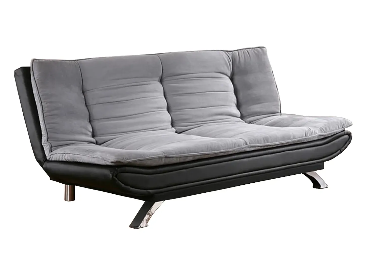 Sofá cama de tela y piel sintética en gris/negro DEMIDO II