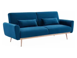 Sofá cama de terciopelo de 2 a 3 plazas azul