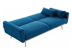 Sofá cama de terciopelo de 2 a 3 plazas azul