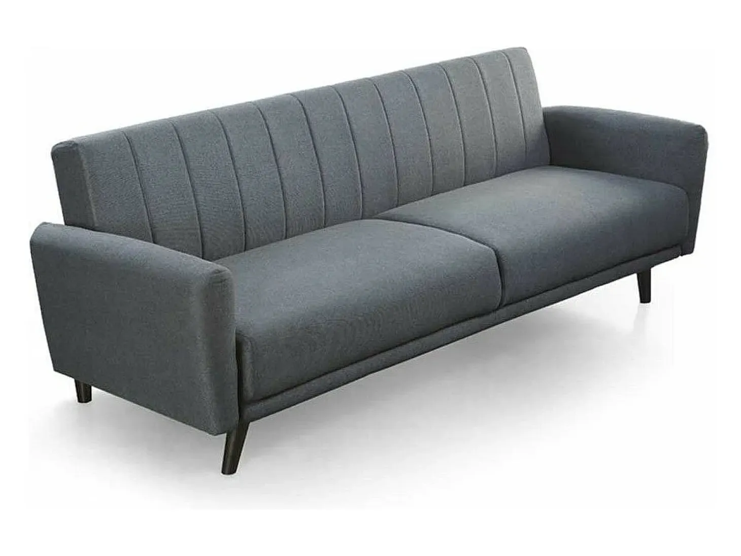 Sofá cama de 85x214x85 cm de tela en color gris con patas de metal en color oscuro Axel
