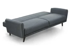 Sofá cama de 85x214x85 cm de tela en color gris con patas de metal en color oscuro Axel