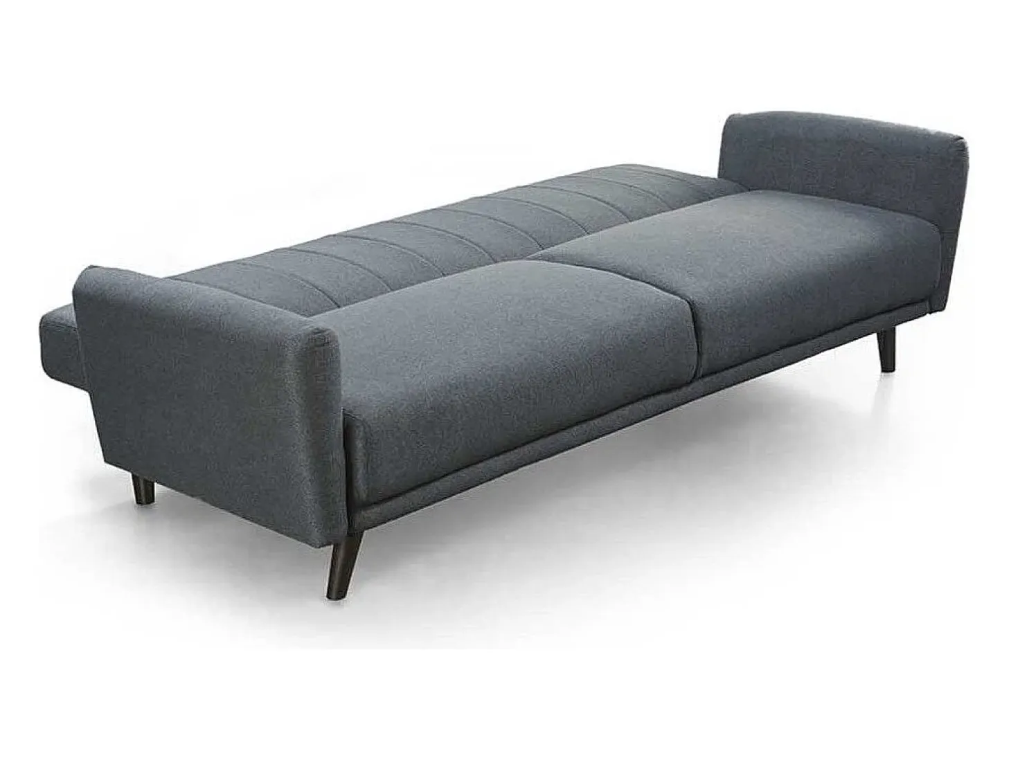 Sofá cama de 85x214x85 cm de tela en color gris con patas de metal en color oscuro Axel