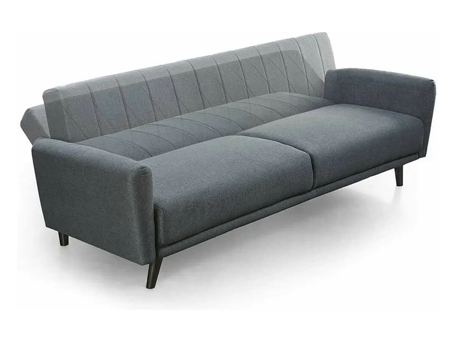 Sofá cama de 85x214x85 cm de tela en color gris con patas de metal en color oscuro Axel