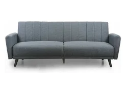 Sofá cama de 85x214x85 cm de tela en color gris con patas de metal en color oscuro Axel