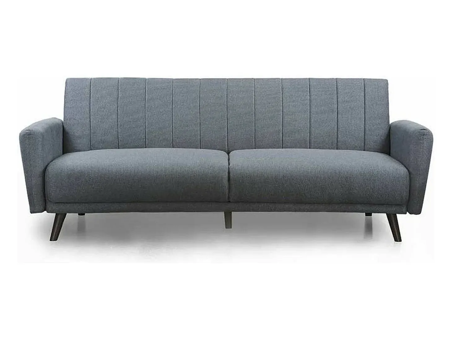 Sofá cama de 85x214x85 cm de tela en color gris con patas de metal en color oscuro Axel