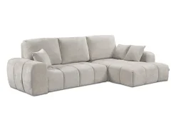 Sofá cama esquinero derecho en tejido chenilla "Verneuil" - 3 plazas - Beige