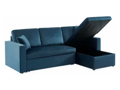 Sofá cama esquinero reversible de 3 plazas azul
