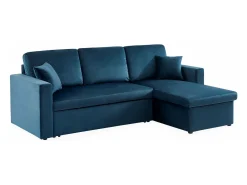 Sofá cama esquinero reversible de 3 plazas azul