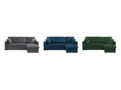 Sofá cama esquinero reversible de 3 plazas azul