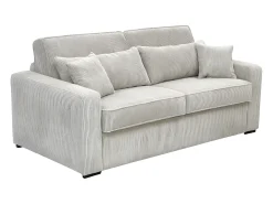 Sofá cama Express convertible en pana beige, cama de láminas de 160 cm, 16 cm de grosor, MONDOVI