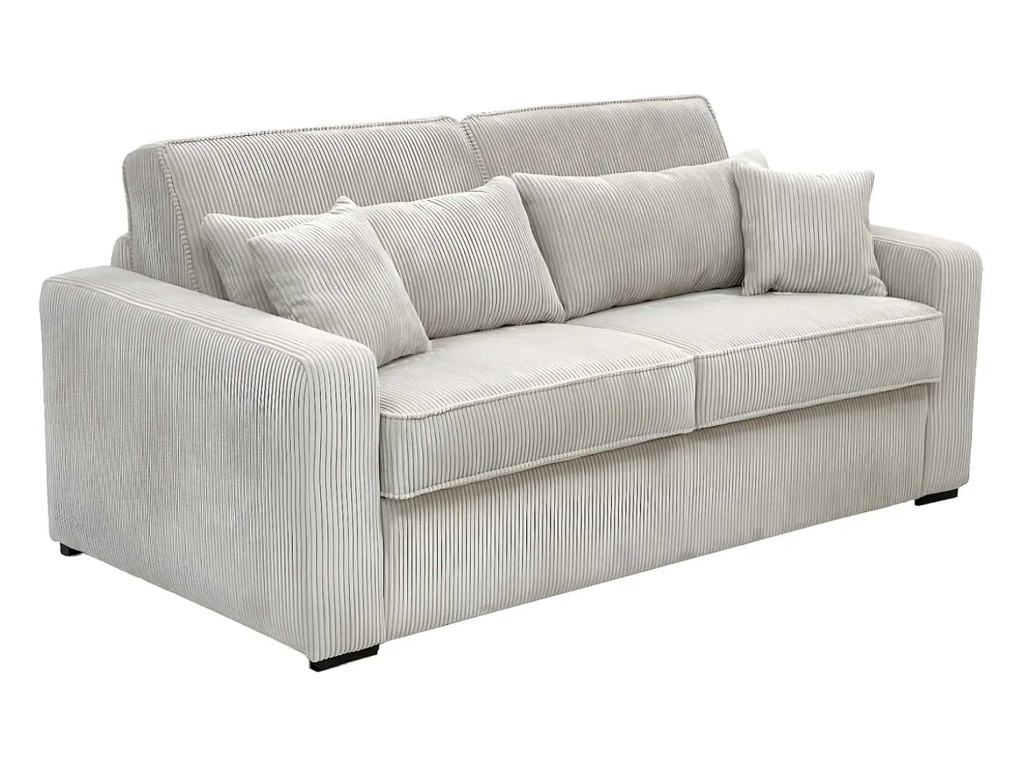 Sofá cama Express convertible en pana beige, cama de láminas de 160 cm, 16 cm de grosor, MONDOVI