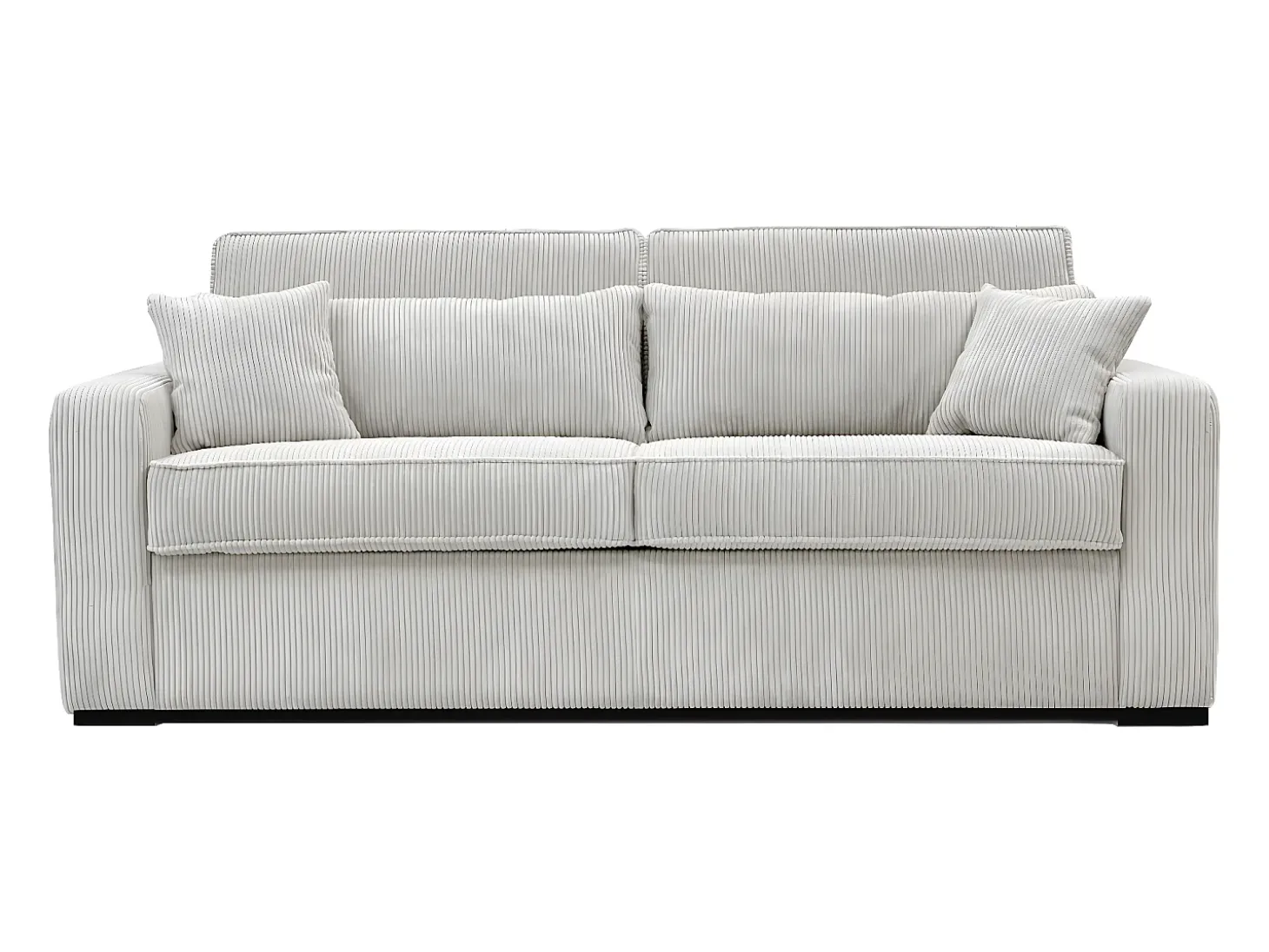 Sofá cama Express convertible en pana beige, cama de láminas de 160 cm, 16 cm de grosor, MONDOVI