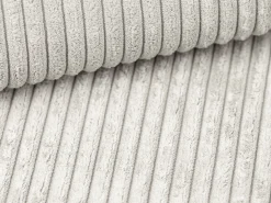 Sofá cama Express convertible en pana beige, cama de láminas de 160 cm, 16 cm de grosor, MONDOVI