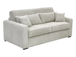 Sofá cama Express en pana beige, superficie de descanso de 130 cm, colchón de 16 cm, MONDOVI