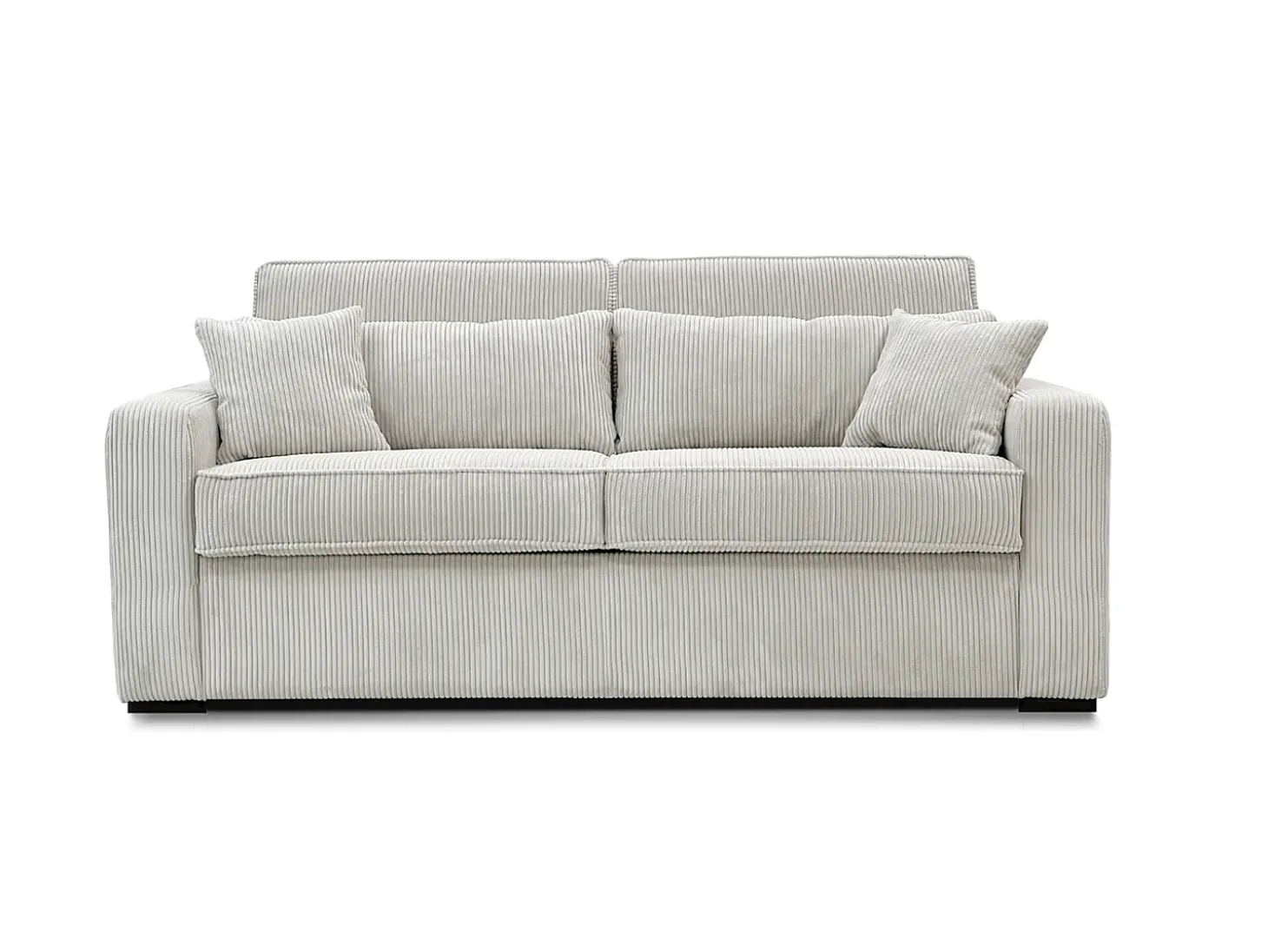 Sofá cama Express en pana beige, superficie de descanso de 130 cm, colchón de 16 cm, MONDOVI