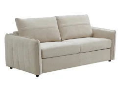 Sofá cama exprés de 3 plazas en tela texturizada beige - Cama 145 cm MALOGU