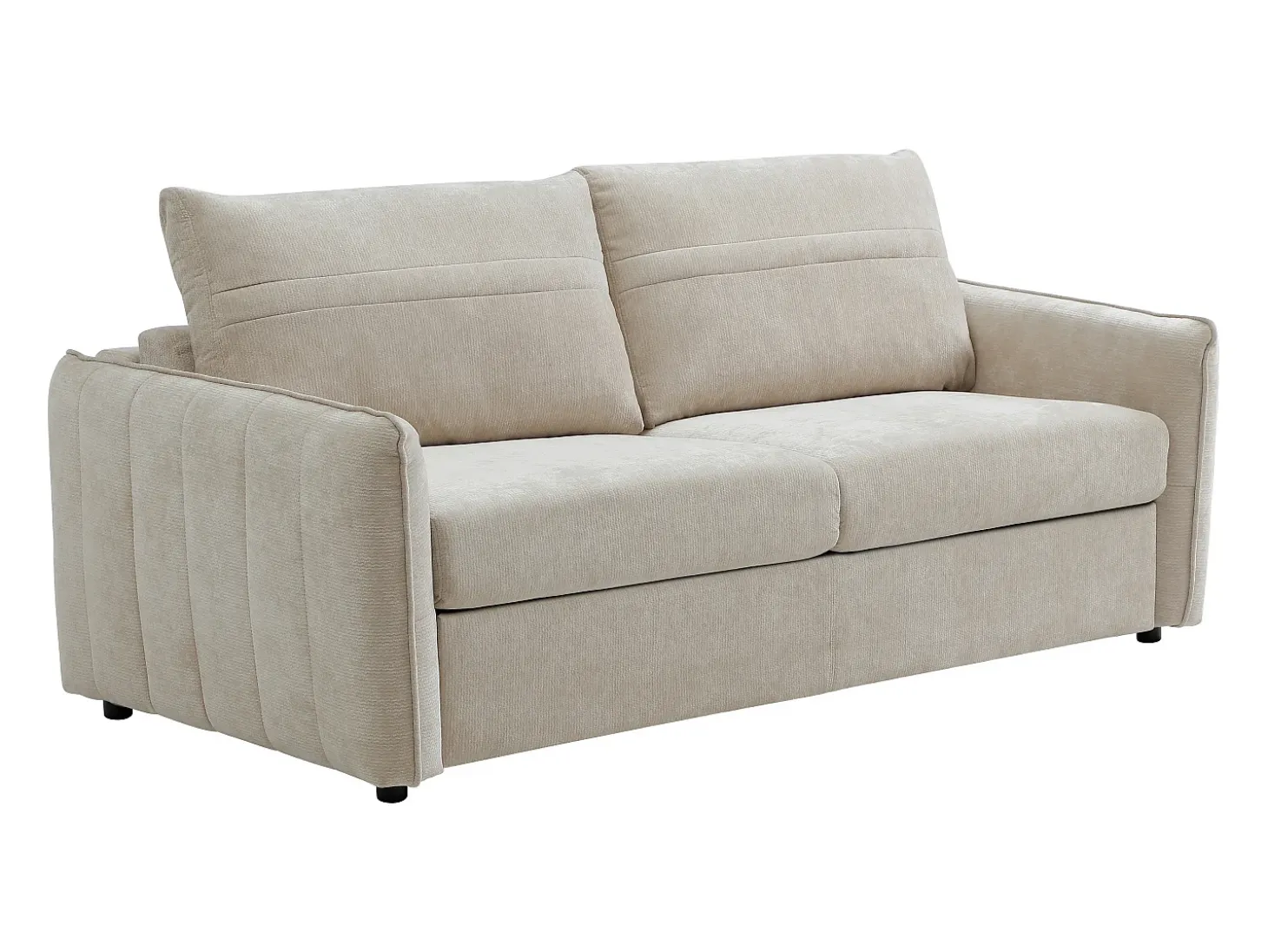 Sofá cama exprés de 3 plazas en tela texturizada beige - Cama 145 cm MALOGU