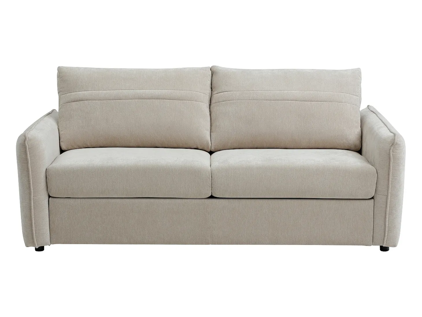 Sofá cama exprés de 3 plazas en tela texturizada beige - Cama 145 cm MALOGU