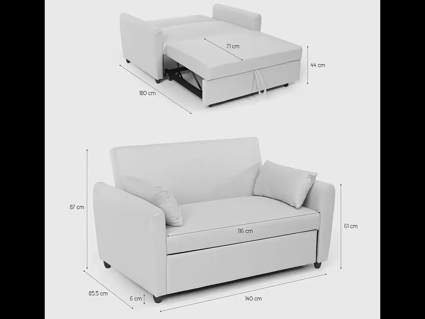 Sofá cama extraíble de 2 plazas diseño moderno en tejido PORTO RICO - Azul Marino