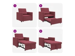 Sofá Cama Individual Rojo vino tinto 90x165x87 cm tela SHL5832
