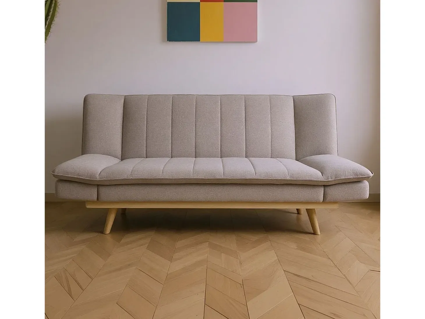 Sofá cama Lounge sistema clic clac beige 91x189x89 cm Adec