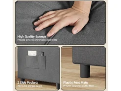 Sofá Cama Plegable Bealife - Sillón Individual Convertible en Chaise Longue con Almohadilla Ajustable, Almacenamiento Integrado y Ruedas