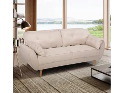 Sofá cama reclinable de diseño nórdico clic clac 3 plazas en tejido Fortaleza - Beige