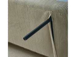 Sofá cama redondeado de pana fina, 2 plazas gris claro