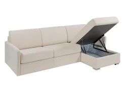 Sofá cama rinconera de apertura italiana de tela beige - Cama de 160 cm - Colchón de 18 cm - CALIFE