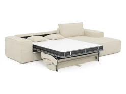 Sofá cama rinconera de apertura rápida terciopelo beige cama de 140cm ep14cm memoria forma AMELIA