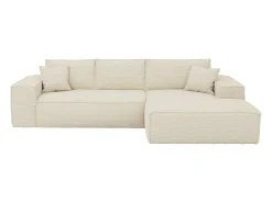 Sofá cama rinconera de apertura rápida terciopelo beige cama de 140cm ep14cm memoria forma AMELIA