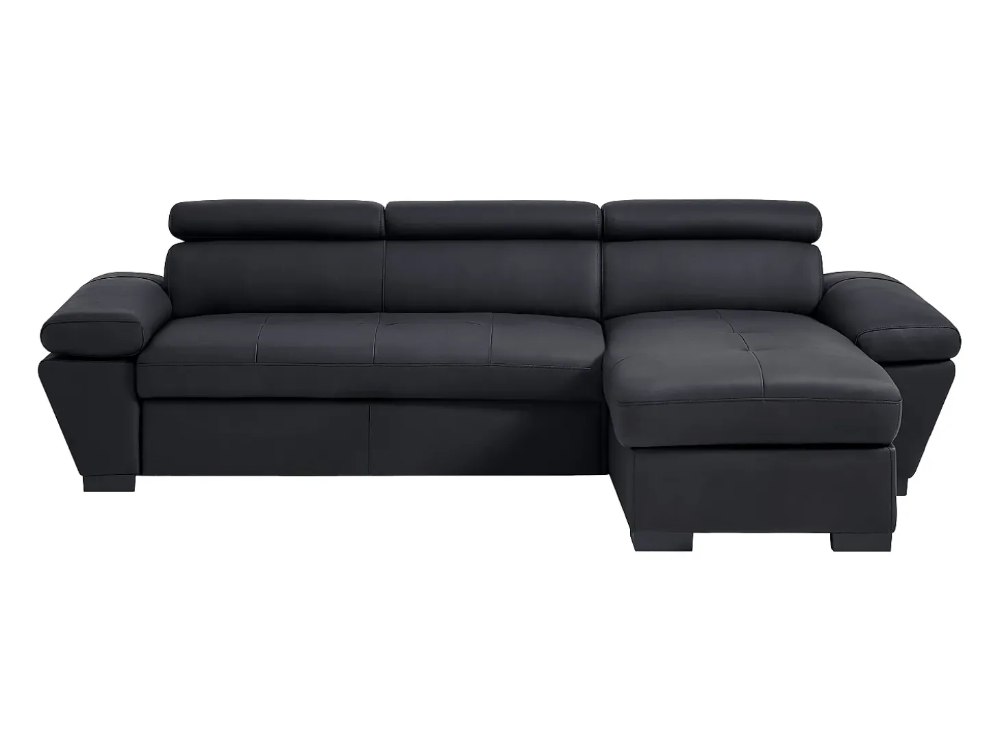Sofá cama rinconera derecha de cuero negro JONOVA