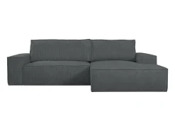 Sofá cama rinconera derecha de pana gris antracita - AMELIA