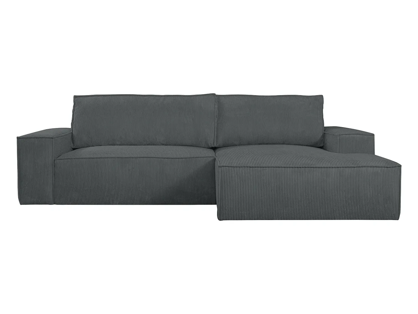 Sofá cama rinconera derecha de pana gris antracita - AMELIA