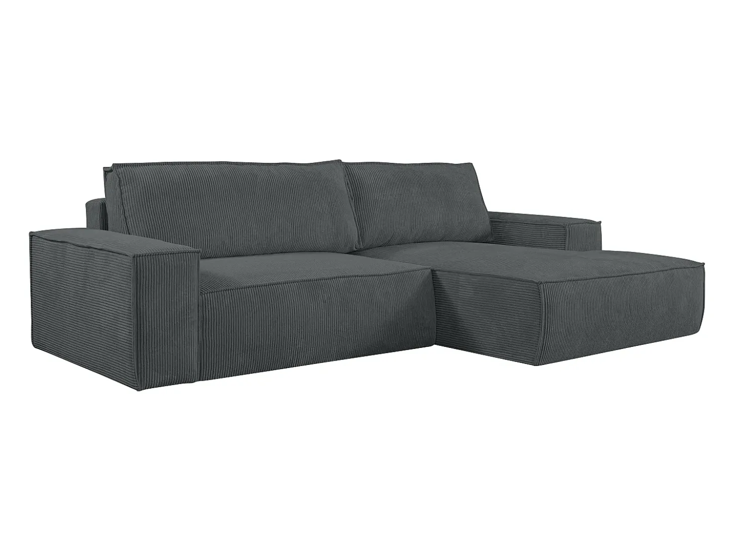 Sofá cama rinconera derecha de pana gris antracita - AMELIA