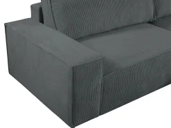 Sofá cama rinconera derecha de pana gris antracita - AMELIA