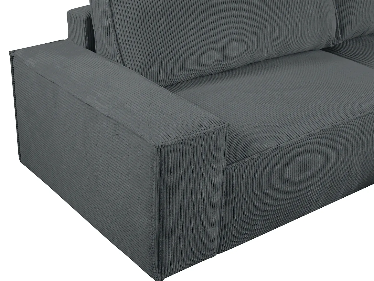Sofá cama rinconera derecha de pana gris antracita - AMELIA