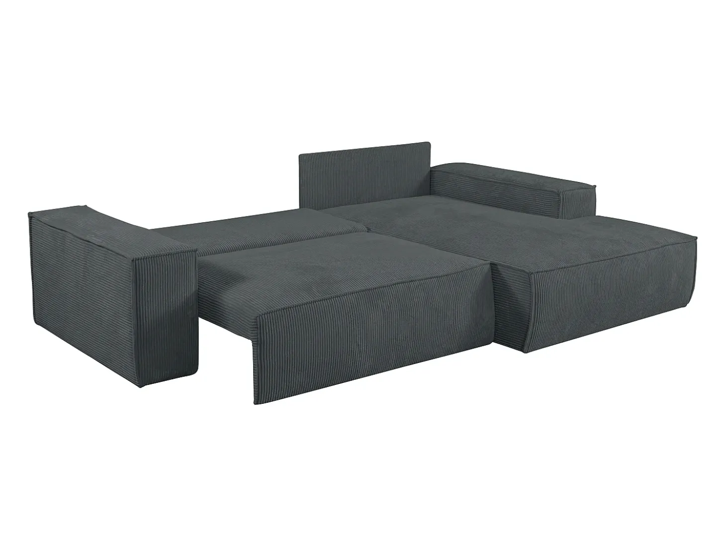 Sofá cama rinconera derecha de pana gris antracita - AMELIA