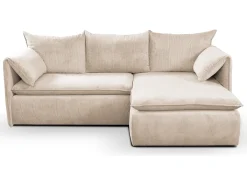 Sofá cama rinconera derecha de pana beige -TEODORA de Pascal Morabito